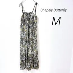 Shapely Butterfly　ロング キャミワンピース ウエストゴム 総柄