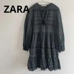 ZARA★ザラ　チュニックワンピース　エスニック　グリーン