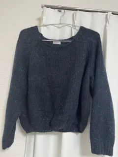【3回着用のみ美品】flower フラワー ラメ入りざっくりニットセーター Fのサムネイル