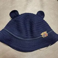 familiar クマ耳 ネイビー麦わら帽子 45-47cm