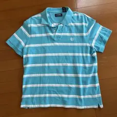 CHAPS 水色 ストライプ ポロシャツ