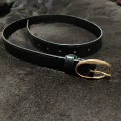 黒レザー ベルト 金色バックル