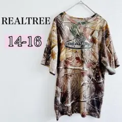 1点✨ REALTREE Tシャツ XL/XG 柄 木 葉っぱ リメイク 半袖