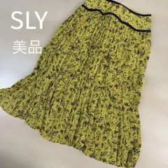 SLY スライ　イエローフラワープリーツスカート　花柄　ロングスカート　派手