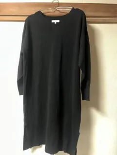 GLOBAL WORK ブラック Vネック ニットワンピース L