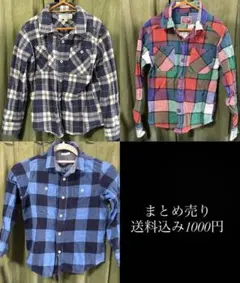 CHEROKEE チェック柄長袖シャツ 130 3枚セット