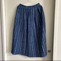 ネネット　 ストライプ ロングスカート　プリーツ ブルーのサムネイル