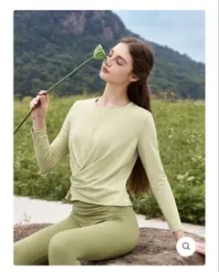 イエローグリーン ヨガウェア シャーリングデザイン