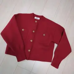 美品　Arpege Story ニットジャケット 金ボタン カーディガン 赤