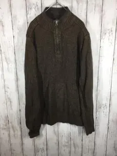 DOCKERS　ハーフジップ　ニット　古着＊ダークグレー　Lサイズ　I-5-5