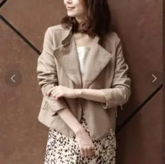 L*B様 良品★ NOBLE ラムレザー ジャケット 羊革 ベージュ ライダース