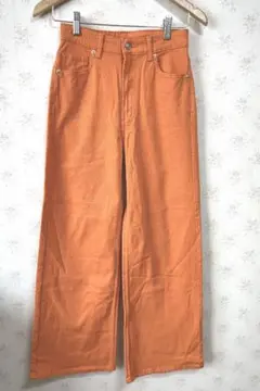 ☆新品 H&M DIVIDEDオレンジ ワイドレッグ デニムパンツ 36☆