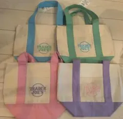 TRADER JOE'S　パステル　キャンバス ミニトートバッグ４色セット