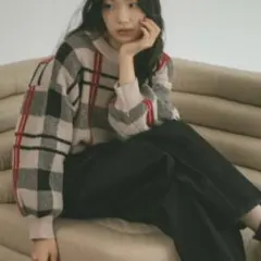 VANNIE U チェックニットプルオーバー