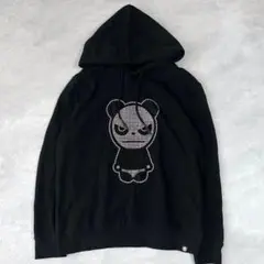 ハイパンダ パーカー ビッグパンダ ラインストーン装飾 ブラック Lサイズ
