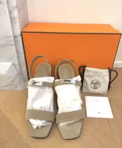 HERMES ホワイト クロスストラップ サンダル　４０サイズ HERMES ホワイト クロスストラップ サンダル 40サイズ - メルカリ