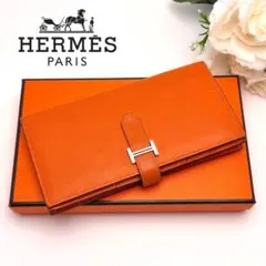 HERMES エルメス べアン スフレ オレンジ 長財布 二つ折りのサムネイル