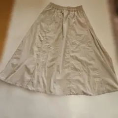 LOGOS DAYSベージュ フレアロングスカート ゴムウエストサイズL