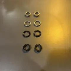 フープイヤリング 8個セット シルバー ブラック