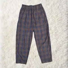 サマンサモスモスblue チェック 茶　ウエストゴム テーパード　ゆったり