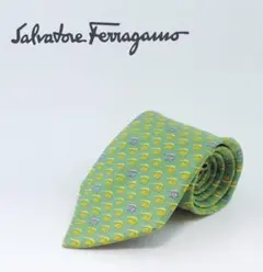 Ferragamo サルヴァトーレフェラガモネクタイ 象 グリーンシルク100%