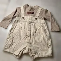 アプレクルール　ベージュ コットンロンパース 長袖　80cm