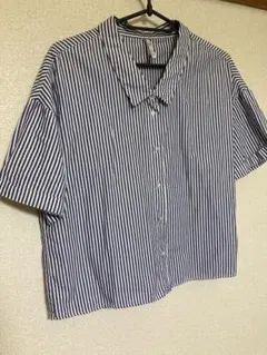 ZARA trf 綿100 % ストライプ柄 半袖シャツ Sサイズのサムネイル