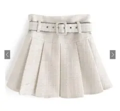 GRL インパン裏地ベルト付ツイードミニプリーツスカート ［at2145］