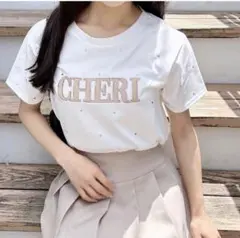 INGNI ラインストーン飛ばしラバー貼付Tシャツ ベージュのサムネイル