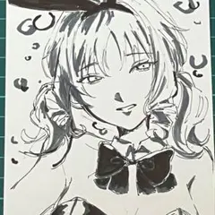 手描きイラストオリジナルイラストバニーガールの女の子色紙原画