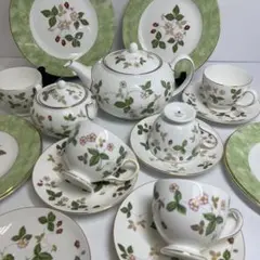 ☆洋3 ウェッジウッド　ワイルドストロベリー　ティーポットセット
