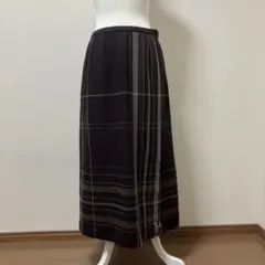 日本製　レリアン　毛　ロングスカート チェック　秋　冬　大人　上品　暖かい