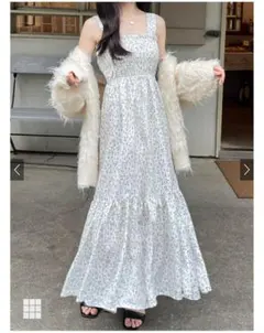 花柄シャーリングティアードキャミワンピース[on227]