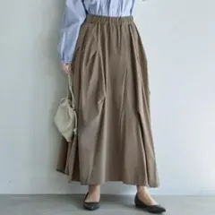 【LUXE】ストレッチタフタ立体タックスカート