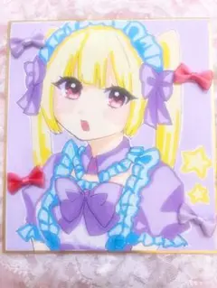 原画一点物 色紙 手描き イラスト 女の子 萌え絵 ツインテール