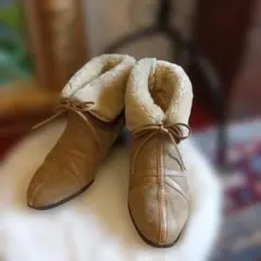 【銀座ヨシノヤ】本革✨上質 ムートン・リボン付き 23.5cm /ヴィンテージのサムネイル