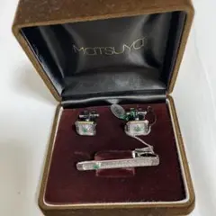 MATSUYA エメラルド カフリンクス ネクタイピンセット