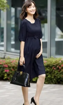 マタニティ　スイートマミー　えびちゃん　ワンピース　ネイビー　授乳服　フォーマル