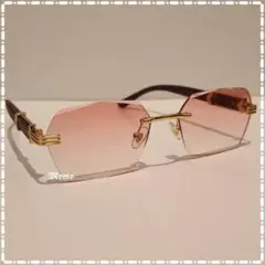◀︎リムレス ヘキサゴン型 サングラス ピンクグラデーション 男女兼用 グラサン