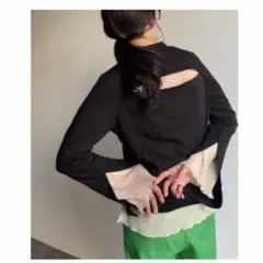 パルクロ monabelinda 長袖 トップス 背中あき 黒 ブラック シアー