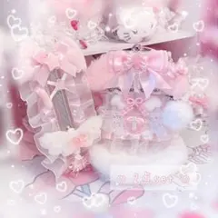 ♡ チャーム付きスケルトンケース カッター レースデコ 2点セット ♡ ピンク系