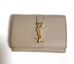 SAINT LAURENT ベージュ レザー キーケース