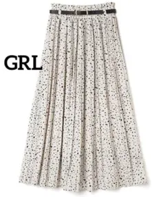 k0326 GRL ドット柄プリーツスカート グレージュのサムネイル