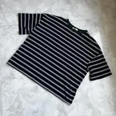 gleam グリーム Tシャツ 半袖 ボーダー ネイビー グリーン 綿混 Fのサムネイル