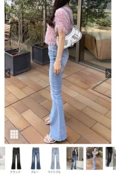 GRL フリージアハイウエストフレアデニムパンツ[cu498] Sサイズ
