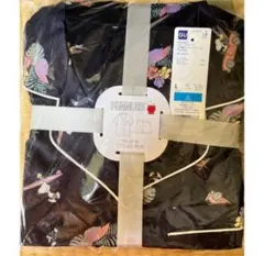 ジーユー スヌーピー  サテンパジャマ ネイビー L ルームウエア GU