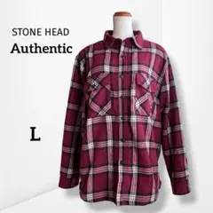【ストーンヘッド】 裏ボア チェックシャツ 厚手 ライトアウター カジュアル Lのサムネイル