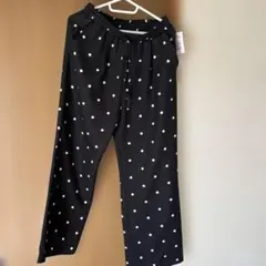 ドット柄 イージーパンツ ブラック