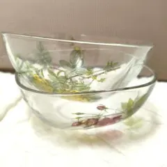 花柄ガラス サービングボウル 2個セット