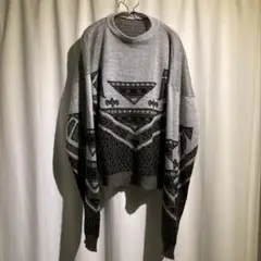 【vintage】 old sweater 総柄